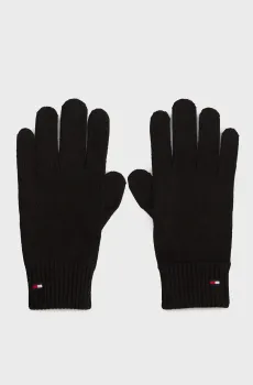 Женские черные перчатки ESSENTIAL FLAG GLOVES Черный ONESIZE Tommy Hilfiger AW0AW16435