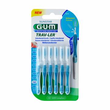 Набор межзубных щеток GUM Trav-Ler 1.6 мм, голубые, 6 шт Набор межзубных щеток GUM Trav-Ler 1.6 мм, голубые, 6 шт