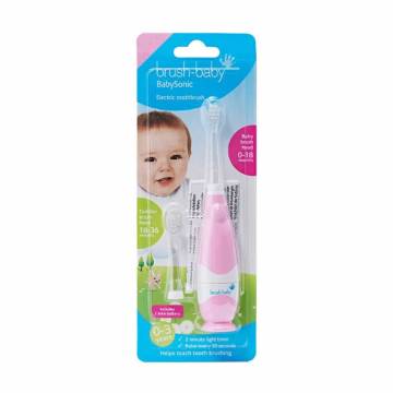 Детская электрическая зубная щетка Brush-Baby BabySonic Electric Toothbrush с рождения до 3 лет, розовая, 1 шт