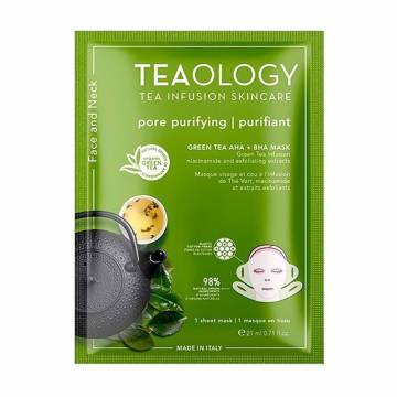 Уценка! Тканевая маска для лица Teaology Green Tea AHA + BHA Face and Neck Mask, 21 мл Уценка! Тканевая маска для лица Teaology Green Tea AHA + BHA Face and Neck Mask, 21 мл