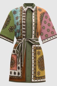 Зеленое платье Contina со льном