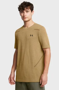 Мужская бежевая футболка в клетку Vanish Seamless Grid Бежевый L Under Armour 1376921-263