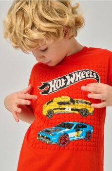 Бавовняна футболка з принтом Hot Wheels - перцевий червоний