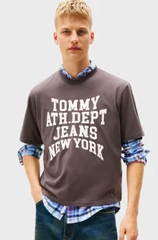 Мужская темно-серая футболка 90S VARSITY Серый M Tommy Jeans DM0DM21988