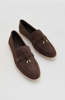 Reserved - Мокасини з овечої шкіри - коричневий - 394ID-88X