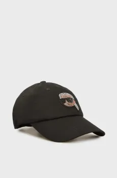 Женская черная кепка IKONIK 2.0 KARL RHNSTNS CAP Черный ONESIZE Karl Lagerfeld 236W3402