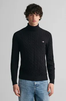 Мужской черный гольф COTTON CABLE TURTLE NECK Черный XXL Gant 8050607