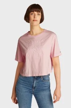 Женская розовая футболка RLX SH TONAL CREST Розовый L Tommy Jeans DW0DW20326