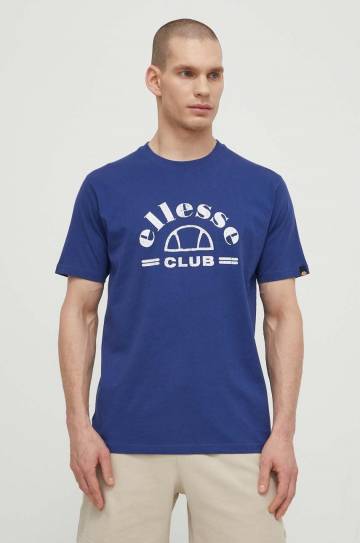 Хлопковая футболка Ellesse Club T-Shirt мужская цвет синий с принтом SHV20259 Хлопковая футболка Ellesse Club T-Shirt мужская цвет синий с принтом SHV20259