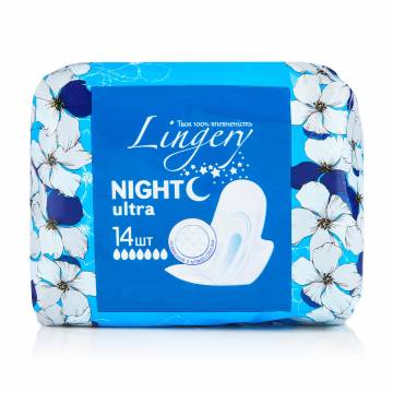 Прокладки для критических дней Lingery Night Ultra, 14 шт Прокладки для критических дней Lingery Night Ultra, 14 шт
