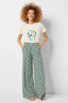 Женские зеленые брюки с узором THEA Зеленый XL Etam 6539474