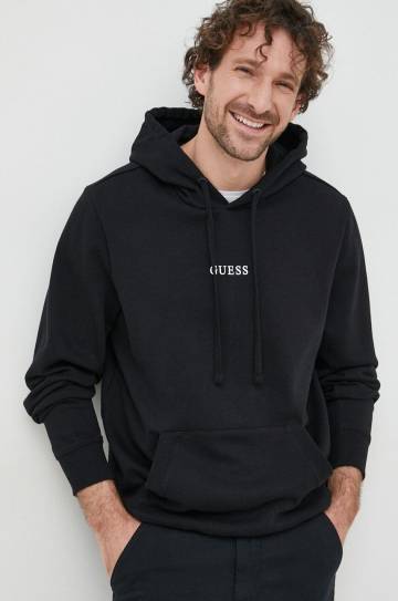 Кофта Guess мужская цвет чёрный с капюшоном с принтом Кофта Guess мужская цвет чёрный с капюшоном с принтом