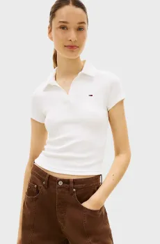Женское белое поло SLIM RIB Белый XS Tommy Jeans DW0DW22326