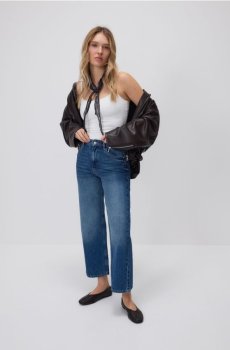 Reserved - Джинси wide leg з укороченою штанинкою - синій - 706IR-55J