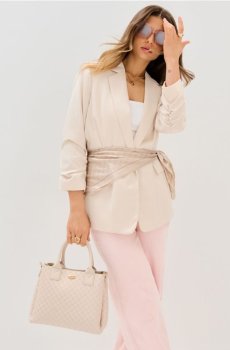 Сумка tote зі штучної шкіри з монограмою - бежевий