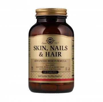Комплекс для ухода за волосами, кожей и ногтями Solgar Skin, Nails & Hair Улучшенная формула с МСМ, 120 таблеток Комплекс для ухода за волосами, кожей и ногтями Solgar Skin, Nails & Hair Улучшенная формула с МСМ, 120 таблеток