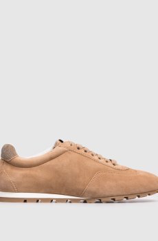 Коричневые замшевые кроссовки с логотипом