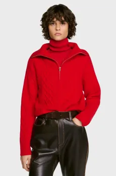 Женская красная шерстяная кофта Красный 40 Sandro SFPPU02967_Red
