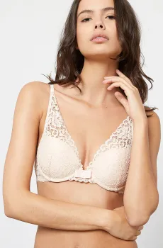 Женский бежевый бюстгальтер пуш-ап с треугольной чашкой JALOUSE Бежевый 75C Etam 6469597