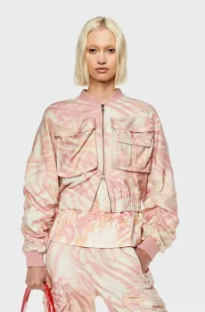 Женский розовый бомбер с узором G-KHLOW Розовый 40 Diesel A12214 0WGAL