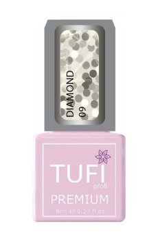 Уценка! Гель-лак для ногтей Tufi Profi Premium Diamond 09 Серебряный шар, 8 мл
