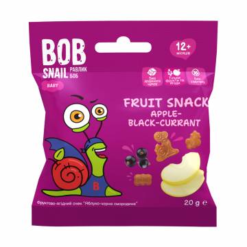 Фруктовый снек Bob Snail Яблоко-черная смородина, от 12 месяцев, 20 г Фруктовый снек Bob Snail Яблоко-черная смородина, от 12 месяцев, 20 г