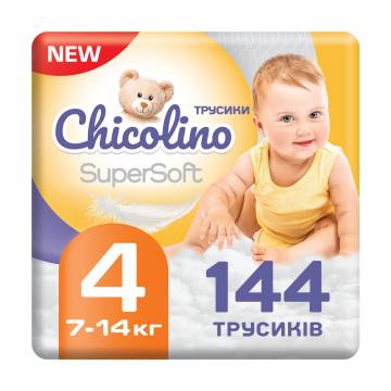 Подгузники-трусики Chicolino Super Soft размер 4 (7-14 кг), 4*36 шт Подгузники-трусики Chicolino Super Soft размер 4 (7-14 кг), 4*36 шт