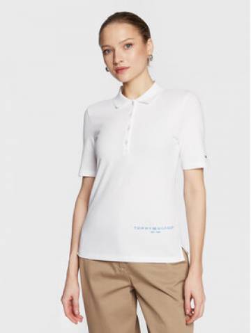 Tommy Hilfiger Поло Logo WW0WW37628 Білий Slim Fit Tommy Hilfiger Поло Logo WW0WW37628 Білий Slim Fit