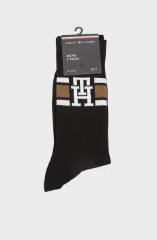 Мужские черные носки (2 пары) MONOGRAM Черный 43-46 Tommy Hilfiger 701236320