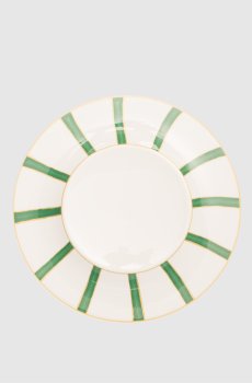Белая фарфоровая обеденная тарелка Striche Verdi e Oro