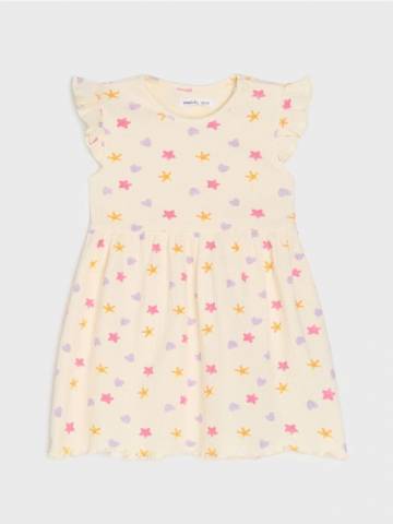 Міні-сукня з металізованою ниткою - кремовий