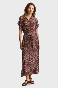 Женское коричневое платье с узором MONOGRAM Коричневый 34 Gant 4503516