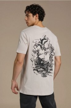 Бавовняна футболка з принтом Tom and Jerry - бежевий