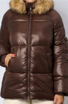 Квітована куртка puffer - коричневий