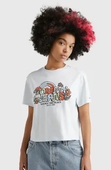 Женская голубая футболка TJW CLS HOMEGROWN 1 TEE Голубой S Tommy Jeans DW0DW15473