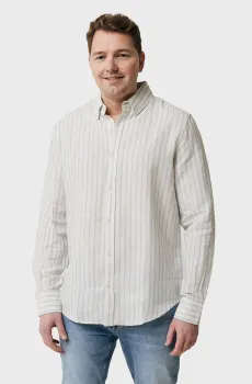 Мужская белая льняная рубашка в полоску AIDEN Белый S Mexx MF007200641M