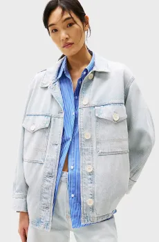 Женская голубая джинсовая куртка OVERSIZED Голубой XXS Tommy Hilfiger WW0WW44410