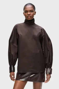 Женская темно-коричневая блуза patent Коричневый 40 Karl Lagerfeld A4W11013
