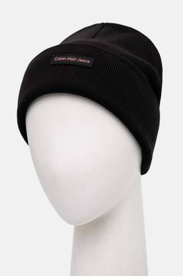 Шапка Calvin Klein Jeans цвет чёрный из тонкого трикотажа K60K612322 Шапка Calvin Klein Jeans цвет чёрный из тонкого трикотажа K60K612322