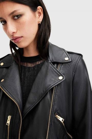 Кожаная куртка AllSaints BALFERN BIKER женская цвет чёрный переходная W084LB Кожаная куртка AllSaints BALFERN BIKER женская цвет чёрный переходная W084LB