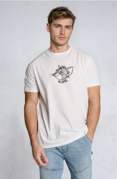 Бавовняна футболка з принтом Tom and Jerry - кремовий