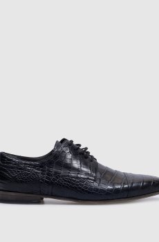 Синие дерби из кожи крокодила