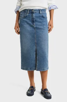 Женская синяя джинсовая юбка MIDI DENIM SKIRT Синий 34 Gant 4400175