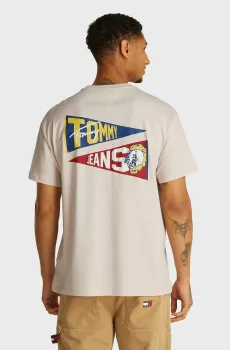 Мужская бежевая футболка TJM RLX UNI FLAG TIGER TEE Бежевый S Tommy Jeans DM0DM20350