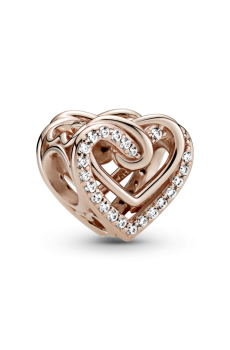 Намистина "Блискучі переплетені серця"