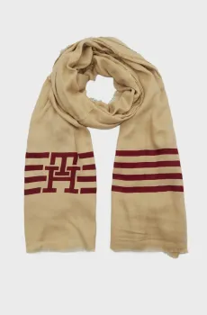 Женский бежевый шарф TH NAVAL Бежевый ONESIZE Tommy Hilfiger AW0AW16644