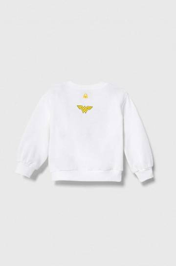 Детская хлопковая кофта United Colors of Benetton x DC цвет белый с принтом Детская хлопковая кофта United Colors of Benetton x DC цвет белый с принтом
