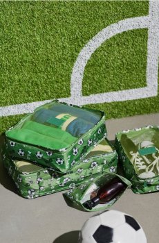 Набір органайзерів для валізи з футбольним мотивом - зелений