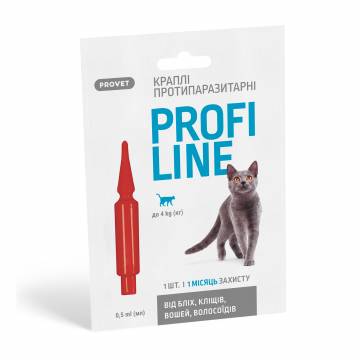 Противопаразитарные капли для кошек ProVET Profiline до 4 кг, 0.5 мл Противопаразитарные капли для кошек ProVET Profiline до 4 кг, 0.5 мл