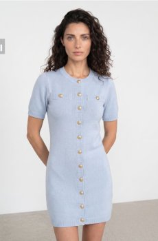 Сукня міді з декоративними ґудзиками - light blue